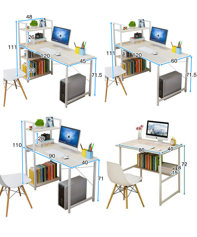 H-type Computer Desk, Writing Table with large storage space